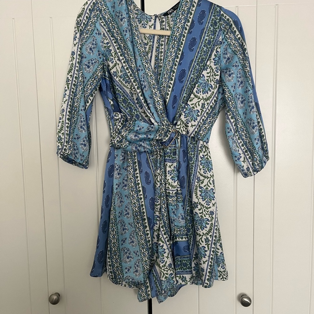 ZARA Floral Blue romper